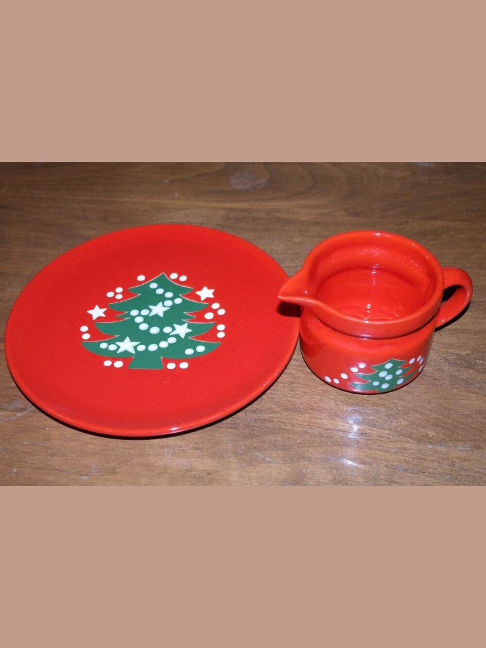 RARE VTG Waechtersbach Christmas Tree Santa Cookie & Milk 2pc Set W. Germany